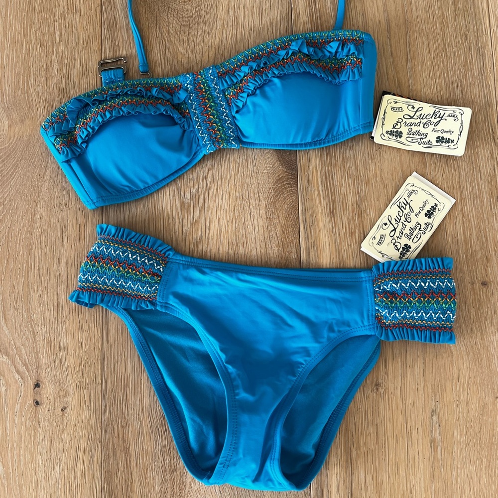 Lucky Brand Turquoise Bikini with Embroidery